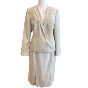 NWT Tan Brown Le Suit Skirt Jacket Set Sz 8